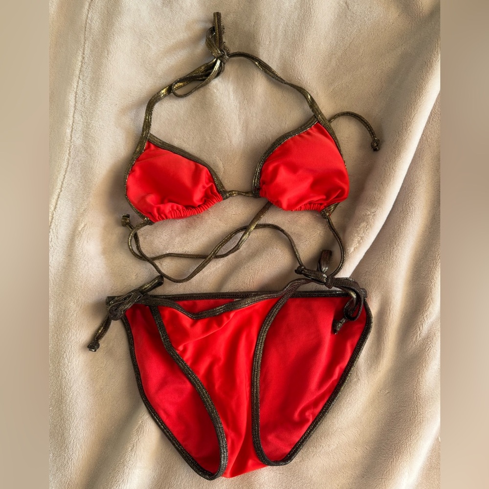 Old Navy Red and Black Bikini Set